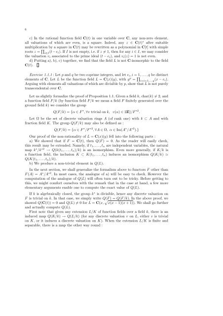 Birational invariants, purity and the Gersten conjecture Lectures at ...