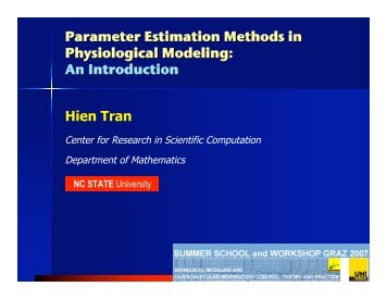Parameter Estimation Methods in Physiological Modeling: An ...
