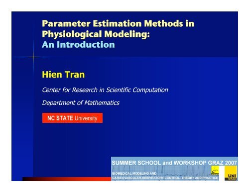 Parameter Estimation Methods in Physiological Modeling: An ...