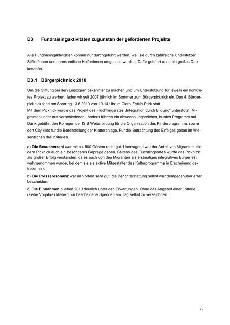 SACHBERICHT 2010 - Stiftung BÃ¼rger fÃ¼r Leipzig