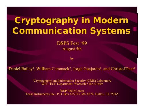 Cryptography in Modern Communication Systems