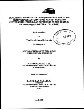 BIOCONTROL POTENTIAL OF Diplonychus indicus Venk. 8 Rao ...