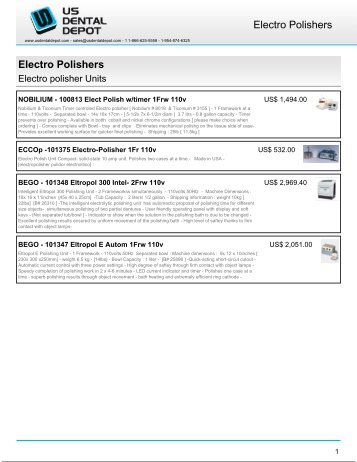 Electro Polishers Electro Polishers - Us Dental Depot