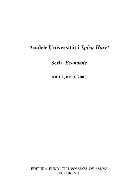 Revista Anale - Seria Economie nr.3 - Universitatea Spiru Haret