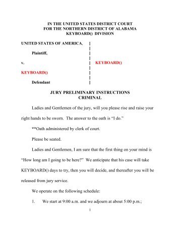 Preliminary Jury Instructions for Criminal Trial - Northern District of ...