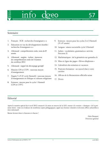 recherche d'enseignant-e-s 2. Education en vue du dÃ©veloppement ...