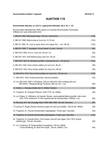 auktionslista - Numismatiska Klubben i Uppsala