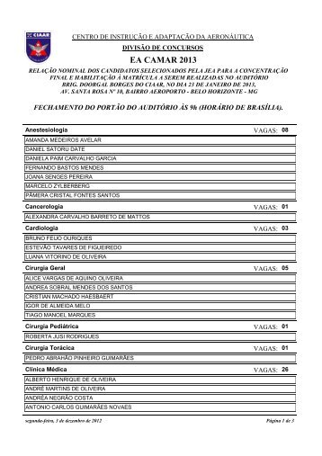 RelaÃ§Ã£o Nominal dos Candidatos selecionados pela JEA ... - CIAAR