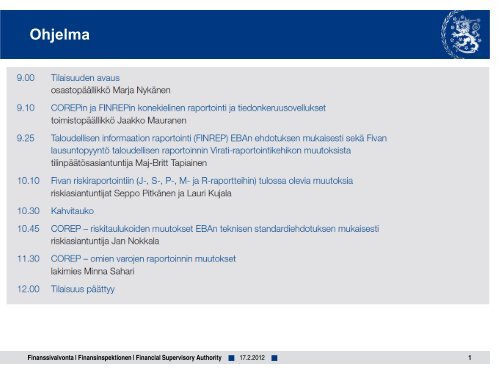 Luottolaitosten, sijoituspalveluyritysten ja ... - Finanssivalvonta