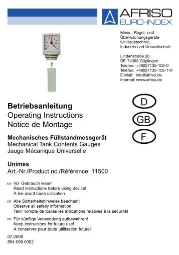 Notice Unimes - Afriso-Eurojauge