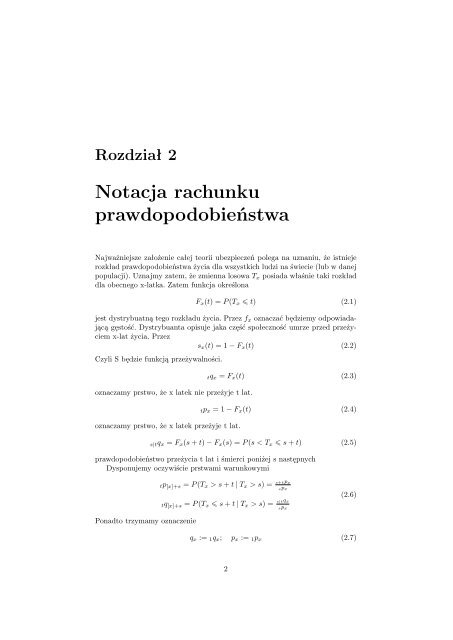 Matematyka ubezpieczeÅ na Å¼ycie