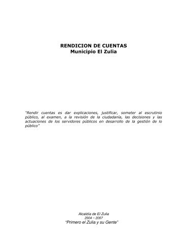 RENDICION DE CUENTAS Municipio El Zulia