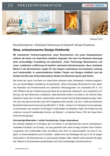 Neue, emissionsarme Design-Holzherde - Haas + Sohn