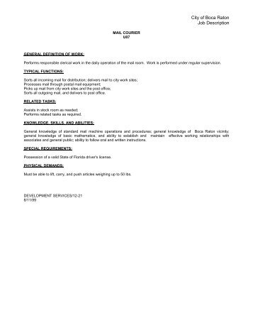 Job Description M-Z (PDF) - City of Boca Raton