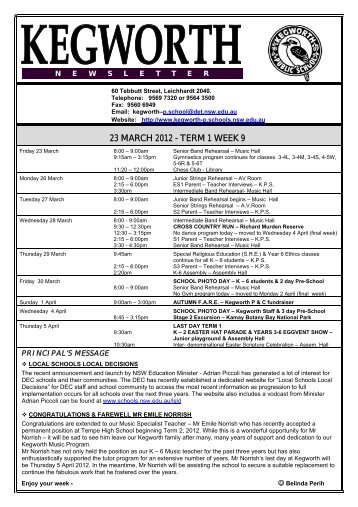23 MARCH 2012 - TERM 1 WEEK 9 - Kegworth Public School