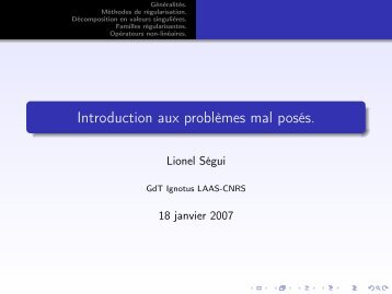Introduction aux problèmes mal posés. - LAAS CNRS