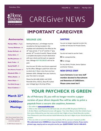 CAREGiver Newsletter Template (Word) - Home Instead Senior Care