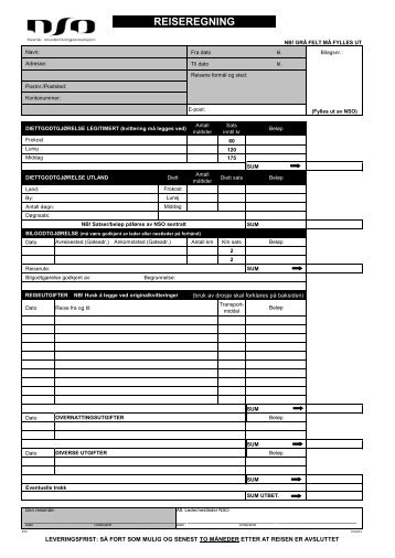 Reiseregning StL - Norsk studentorganisasjon