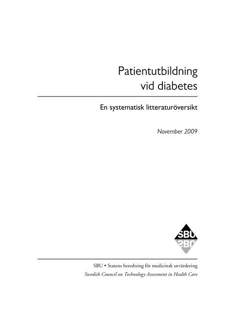 Patientutbildning vid diabetes - SBU