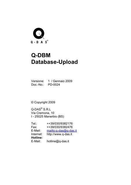 Q-DAS Database-Upload