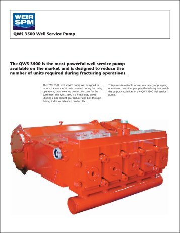 QWS 3500 PUMP FLYER - FRONT - Weir Oil & Gas Division