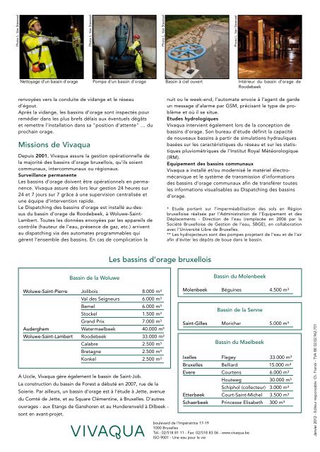 Gestionnaire des bassins d'orage - Vivaqua