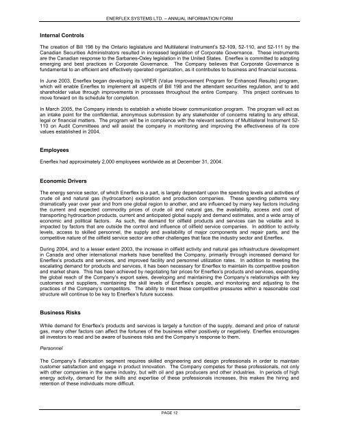 ENERFLEX SYSTEMS LTD. ANNUAL INFORMATION FORM For the ...