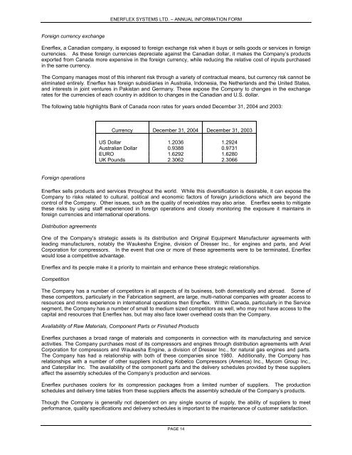 ENERFLEX SYSTEMS LTD. ANNUAL INFORMATION FORM For the ...