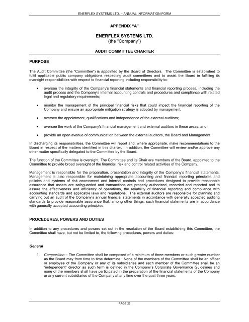 ENERFLEX SYSTEMS LTD. ANNUAL INFORMATION FORM For the ...