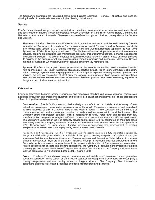 ENERFLEX SYSTEMS LTD. ANNUAL INFORMATION FORM For the ...