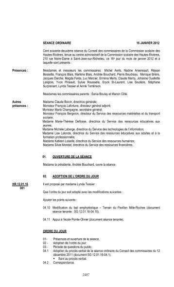 16 janvier 2012 - Commission scolaire des Hautes-RiviÃ¨res