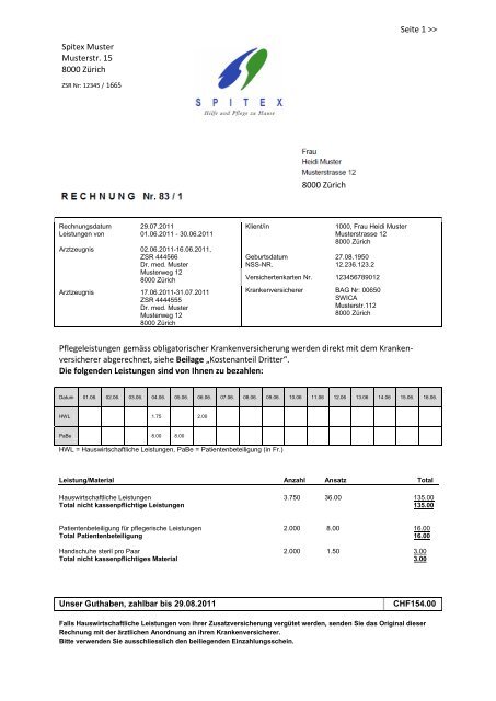 Muster-Rechnung Klient