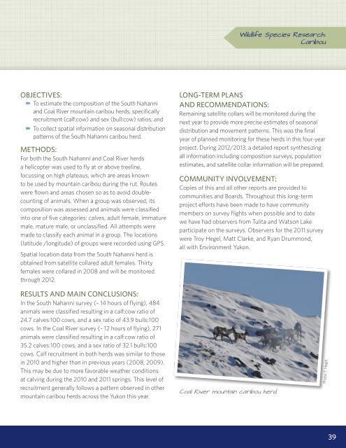 2011 Annual Report of NWT Wildlife Research Permits and Western ...
