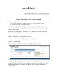 Searching Alden Library Online Catalog - Quinsigamond ...