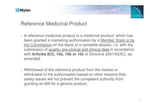 reference medicinal product - TOPRA
