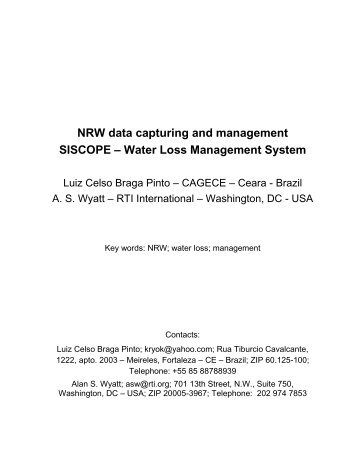 NRW data capturing and management SISCOPE - Iwa-waterloss.org