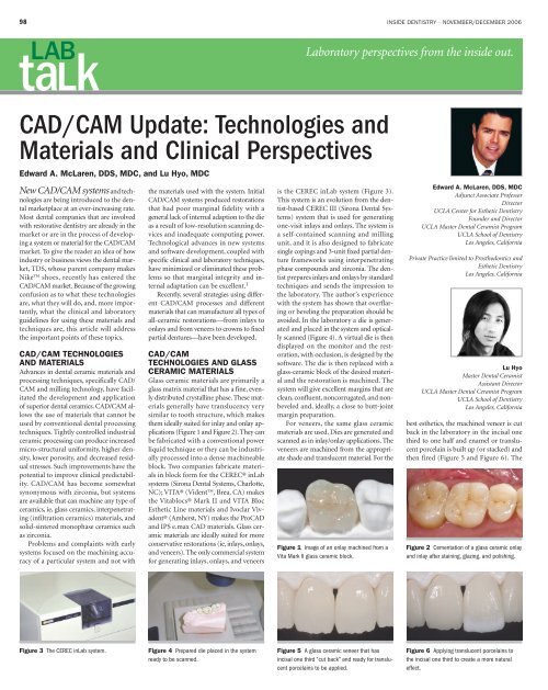 CAD/CAM Update: Technologies and Materials ... - Edmclaren.com