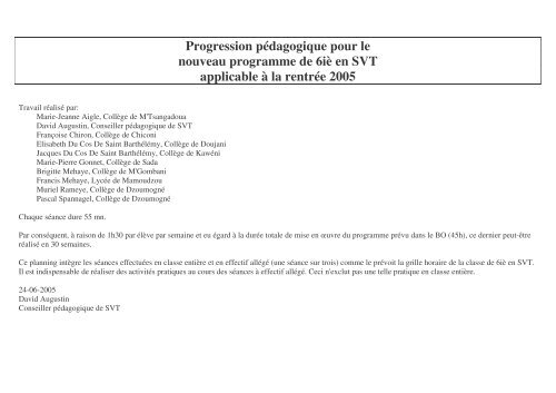 Progression pÃ©dagogique pour le nouveau programme de 6iÃ¨ en ...