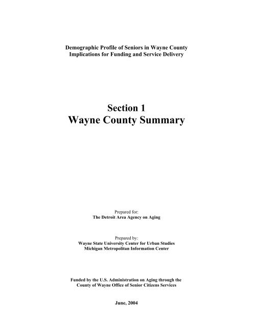 Demographic Profile of Senior in Wayne County, Michigan