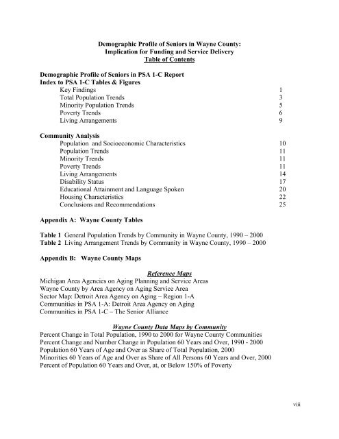 Demographic Profile of Senior in Wayne County, Michigan