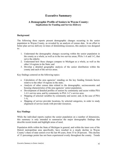 Demographic Profile of Senior in Wayne County, Michigan