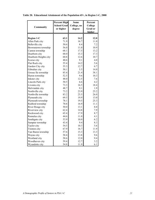 Demographic Profile of Senior in Wayne County, Michigan