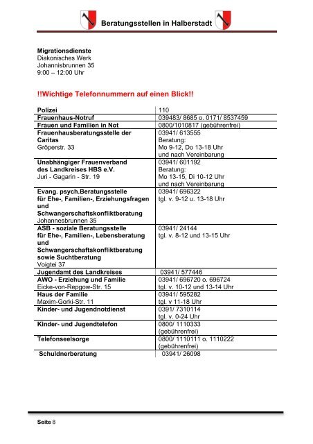 Beratungsstellen in Halberstadt