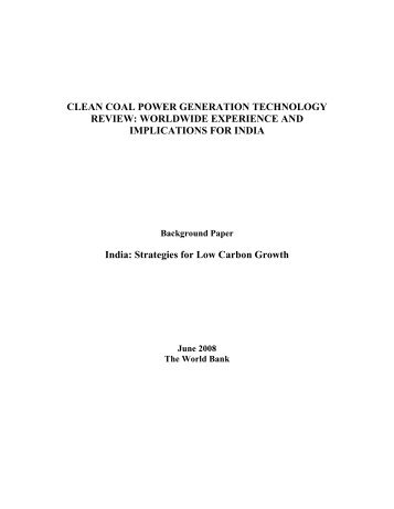 CLEAN COAL POWER GENERATION TECHNOLOGY REVIEW ...