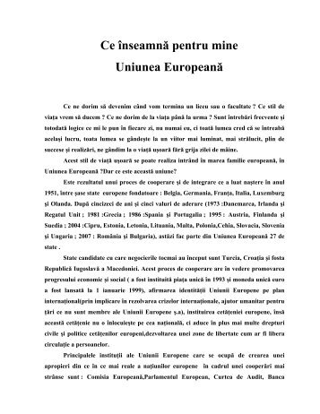 Ce înseamnă pentru mine Uniunea Europeană