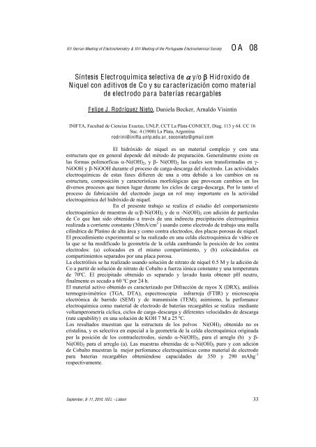 XII Iberian Meeting of Electrochemistry XVI Meeting of the ...