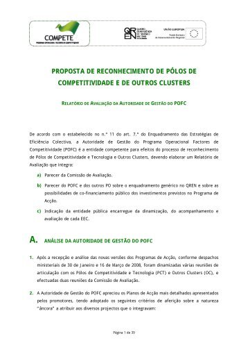 Relatório de Avaliação Final - Compete - Qren