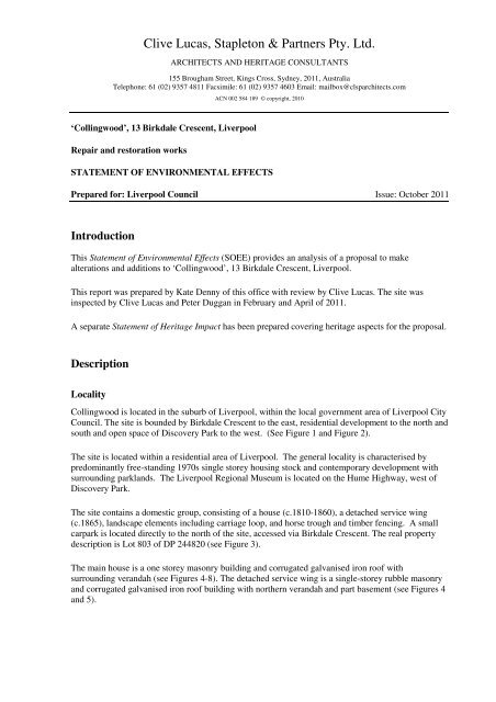 Statement of Environmental Effects - Liverpool City Council