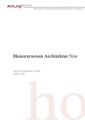 Honorarwesen Architektur Neu - Dipl. Ing. Hubert Kempf