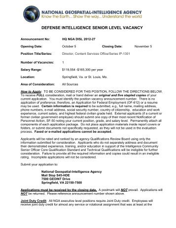 Announcement No - National Geospatial-Intelligence Agency